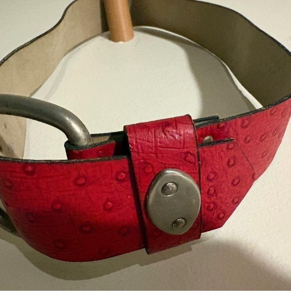 Vintage 1980s Red Wide Leather Statement Belt | 40" | Western Chic